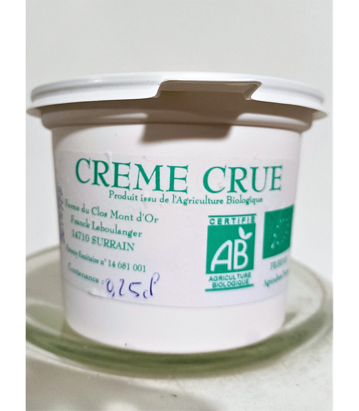 Crème fermière crue bio 25 CL